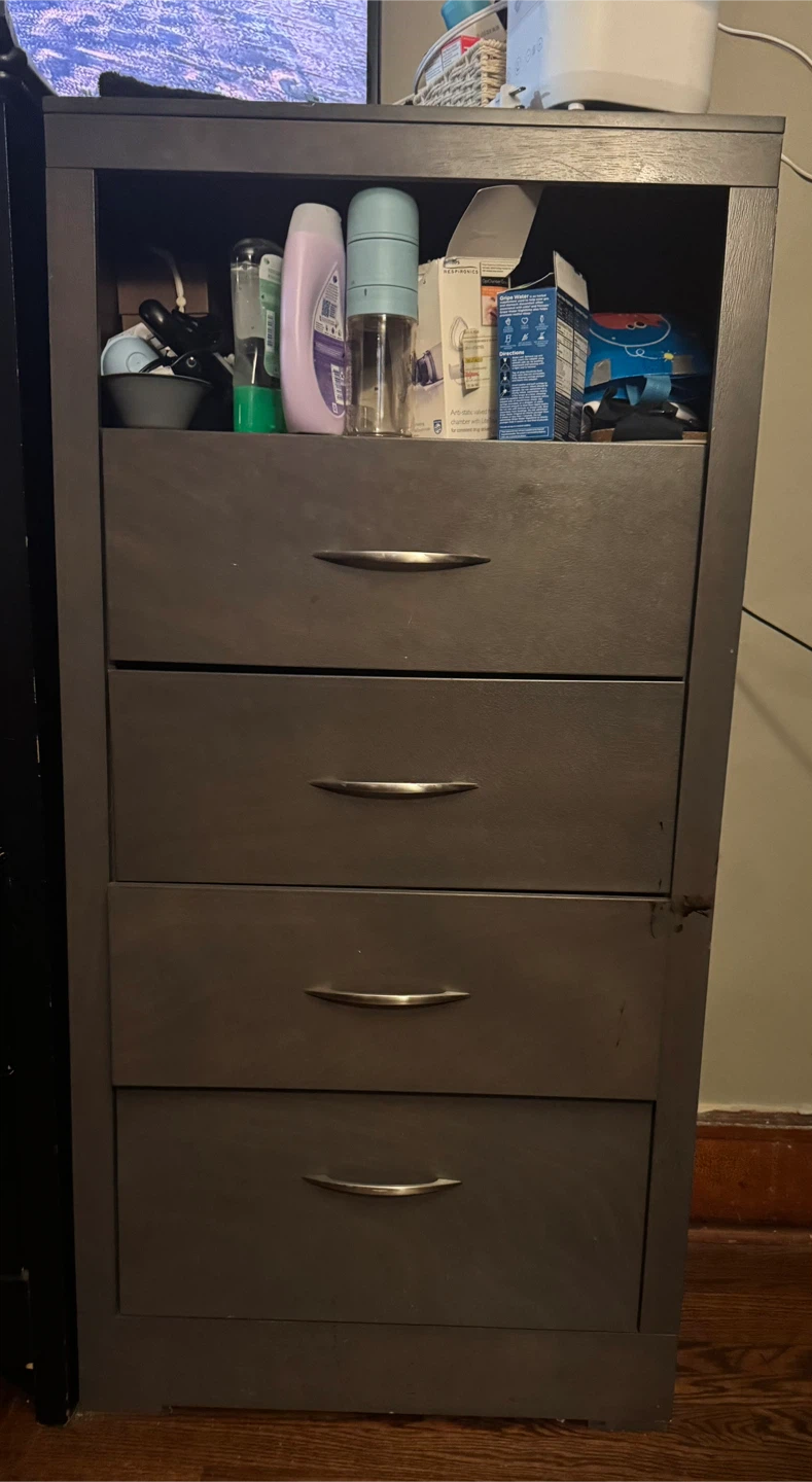 Dark Gray 4-Drawer Dresser with Top Shelf - photo 3