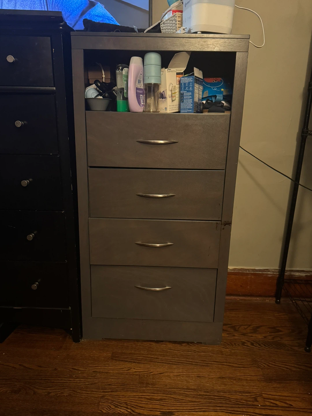 Dark Gray 4-Drawer Dresser with Top Shelf - photo 2