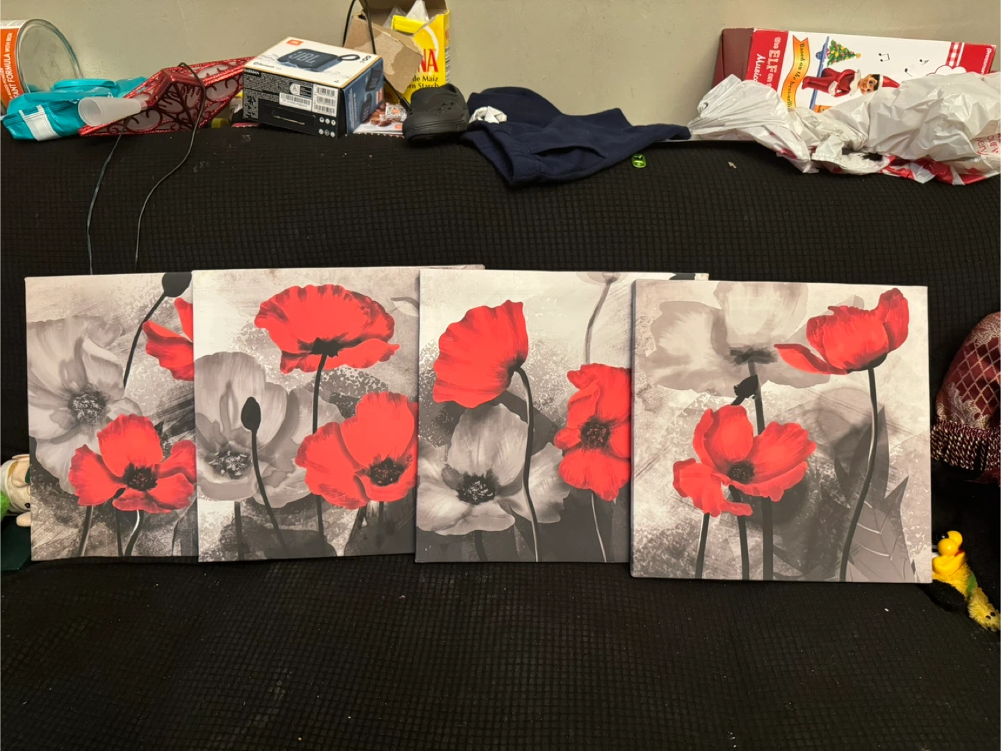 Set of 5 Red Poppy Canvas Wall Art Prints - photo 3