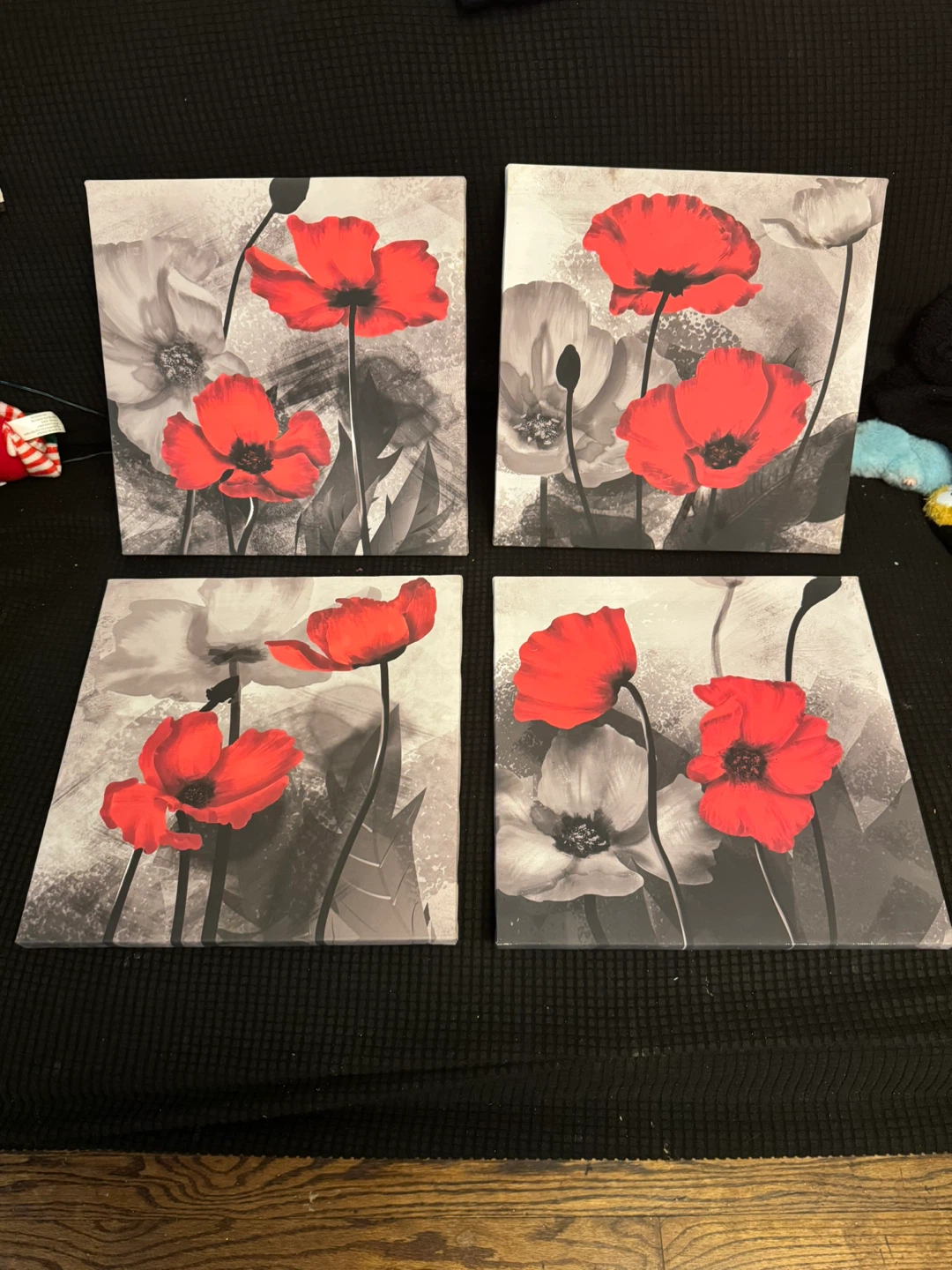 Set of 5 Red Poppy Canvas Wall Art Prints - photo 2