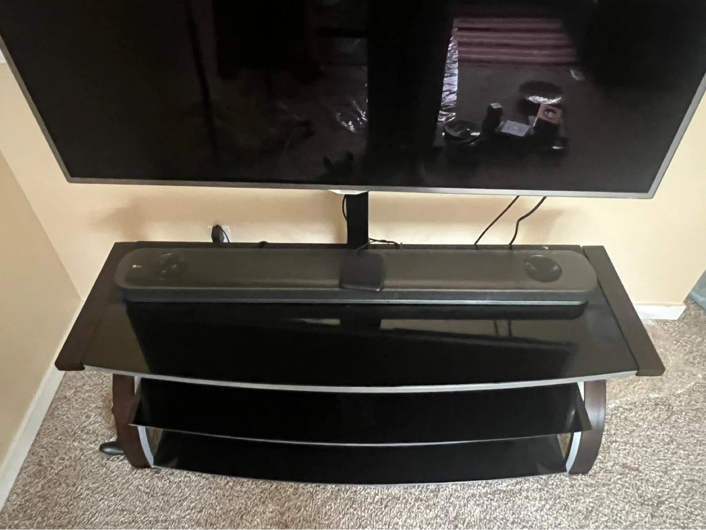 Samsung TV and Soundbar with Glass Stand - photo 2