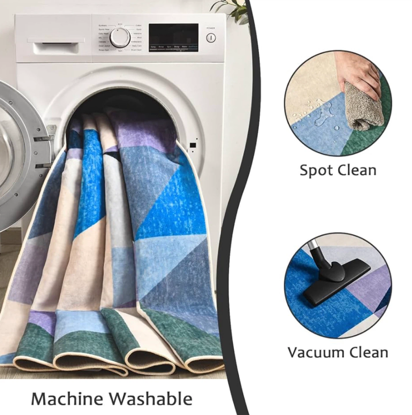 5x7” Geometric Print Area Rug - Machine Washable - photo 5