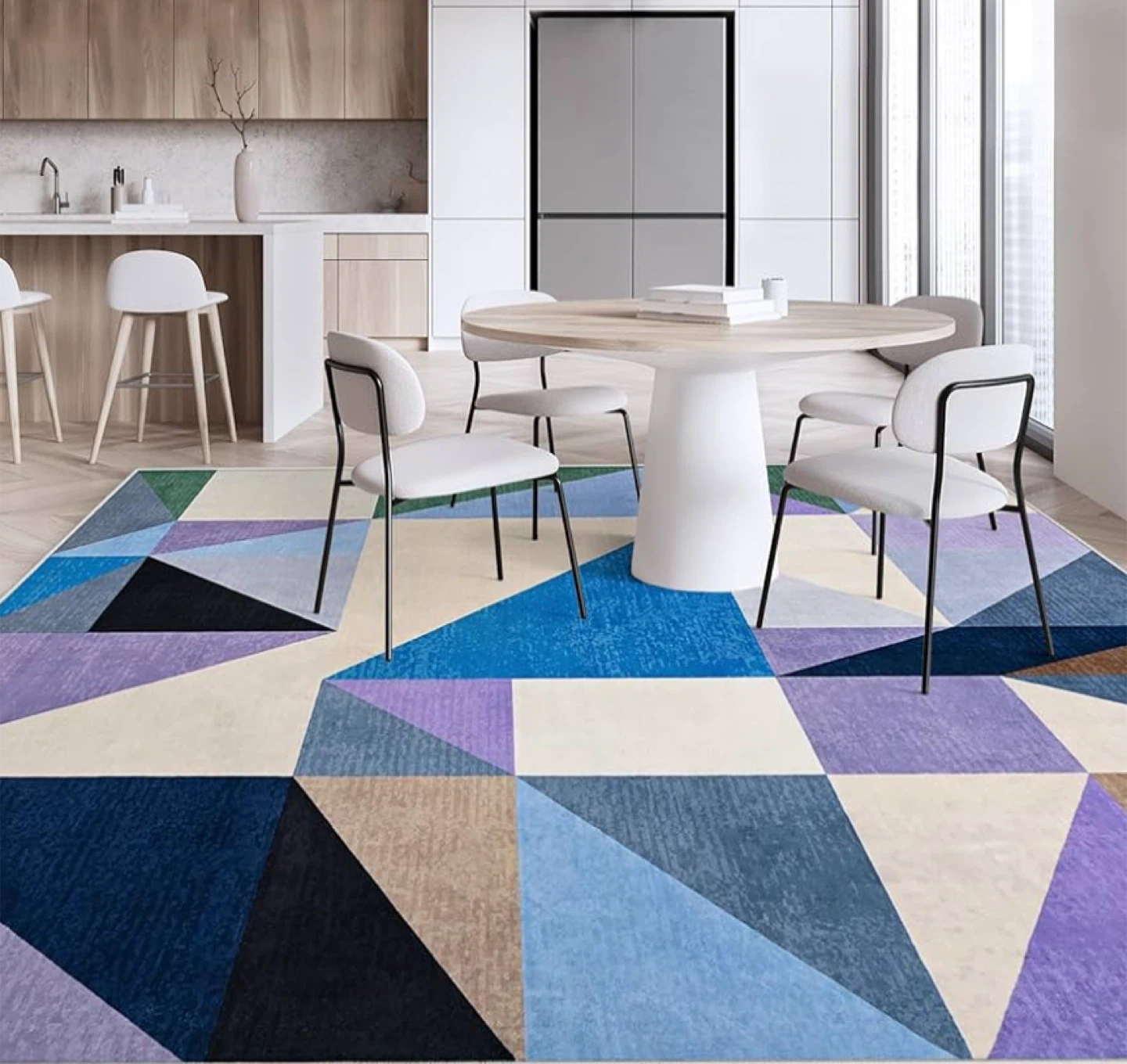 5x7” Geometric Print Area Rug - Machine Washable - photo 3