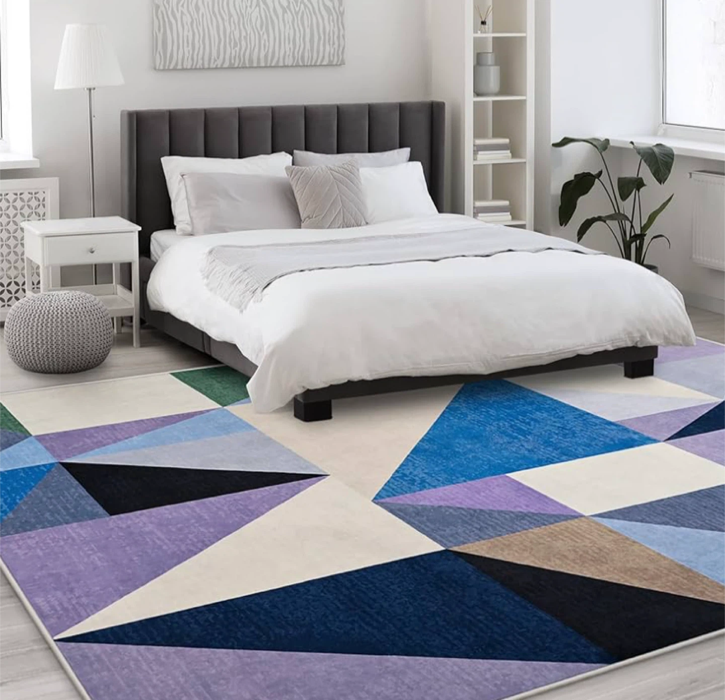 5x7” Geometric Print Area Rug - Machine Washable - photo 2
