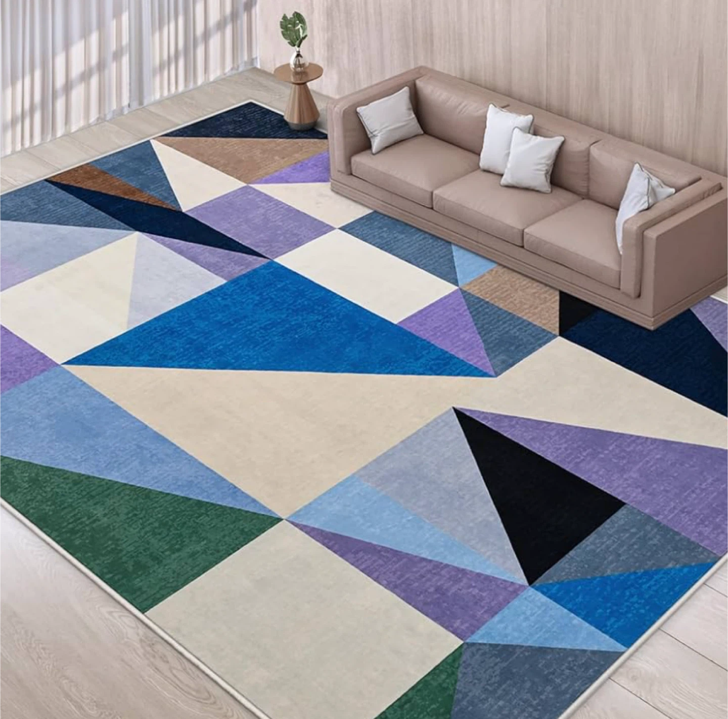 5x7” Geometric Print Area Rug - Machine Washable