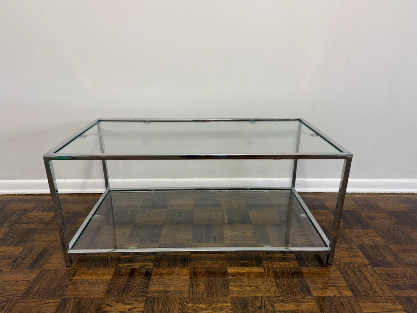 Chrome and Glass Coffee Table with White Trays - photo 3