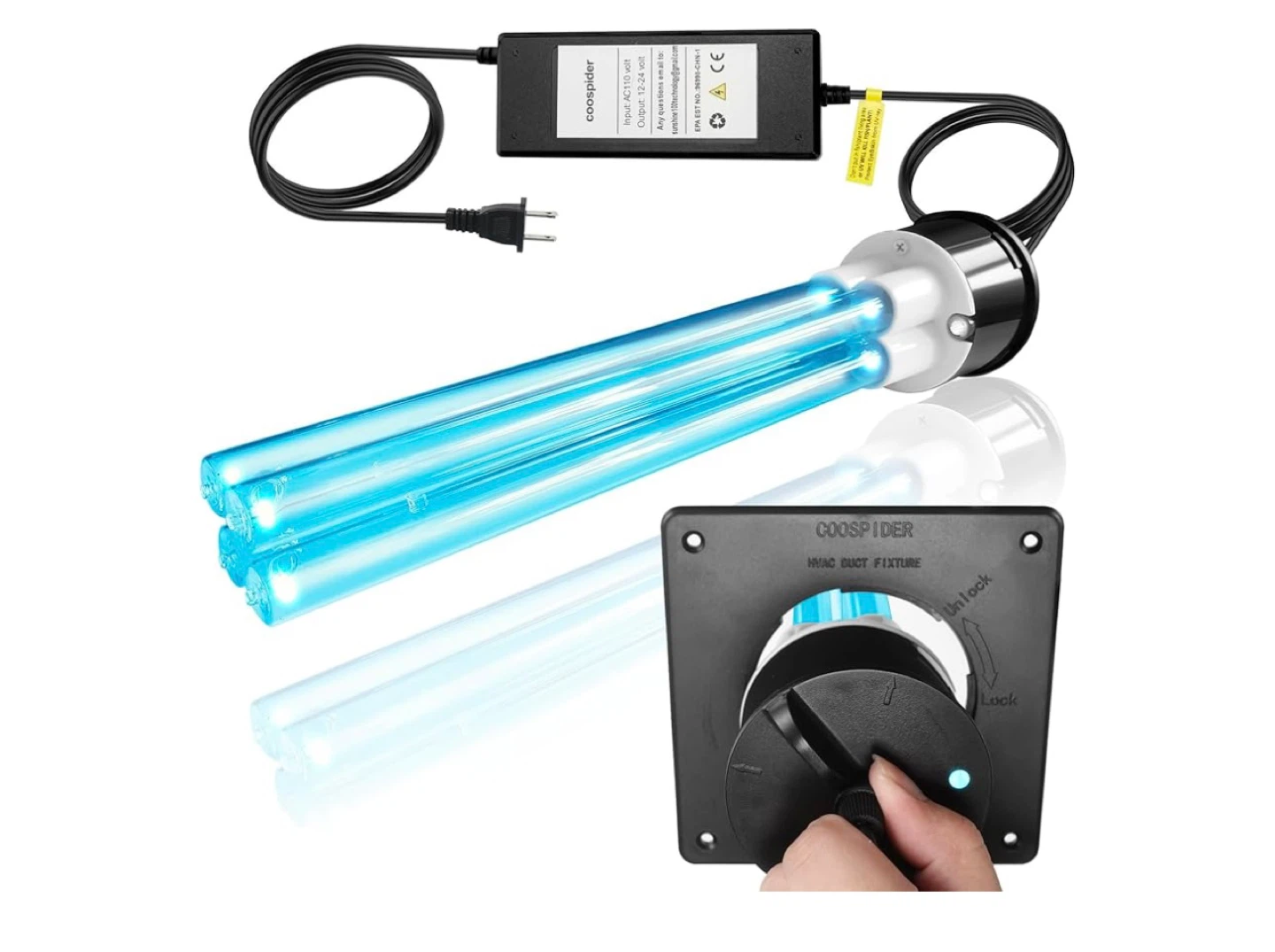 Coospider UV-C HVAC Duct Fixture Light