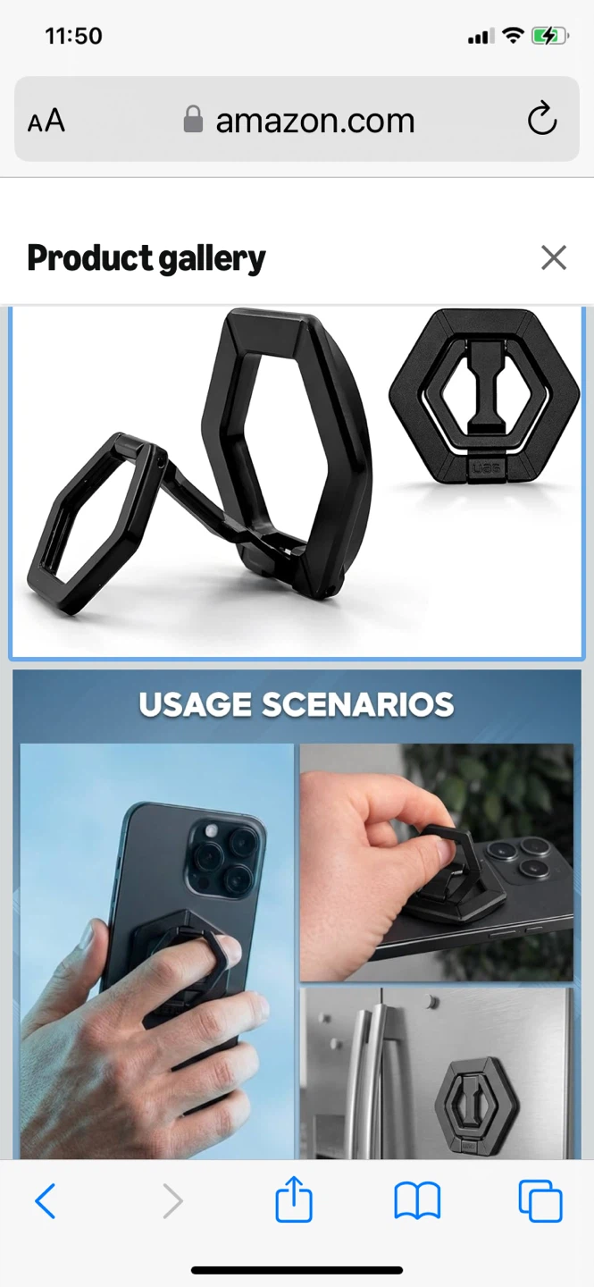 Black Magnetic Phone Grip Ring Holder Stand for MagSafe - photo 2