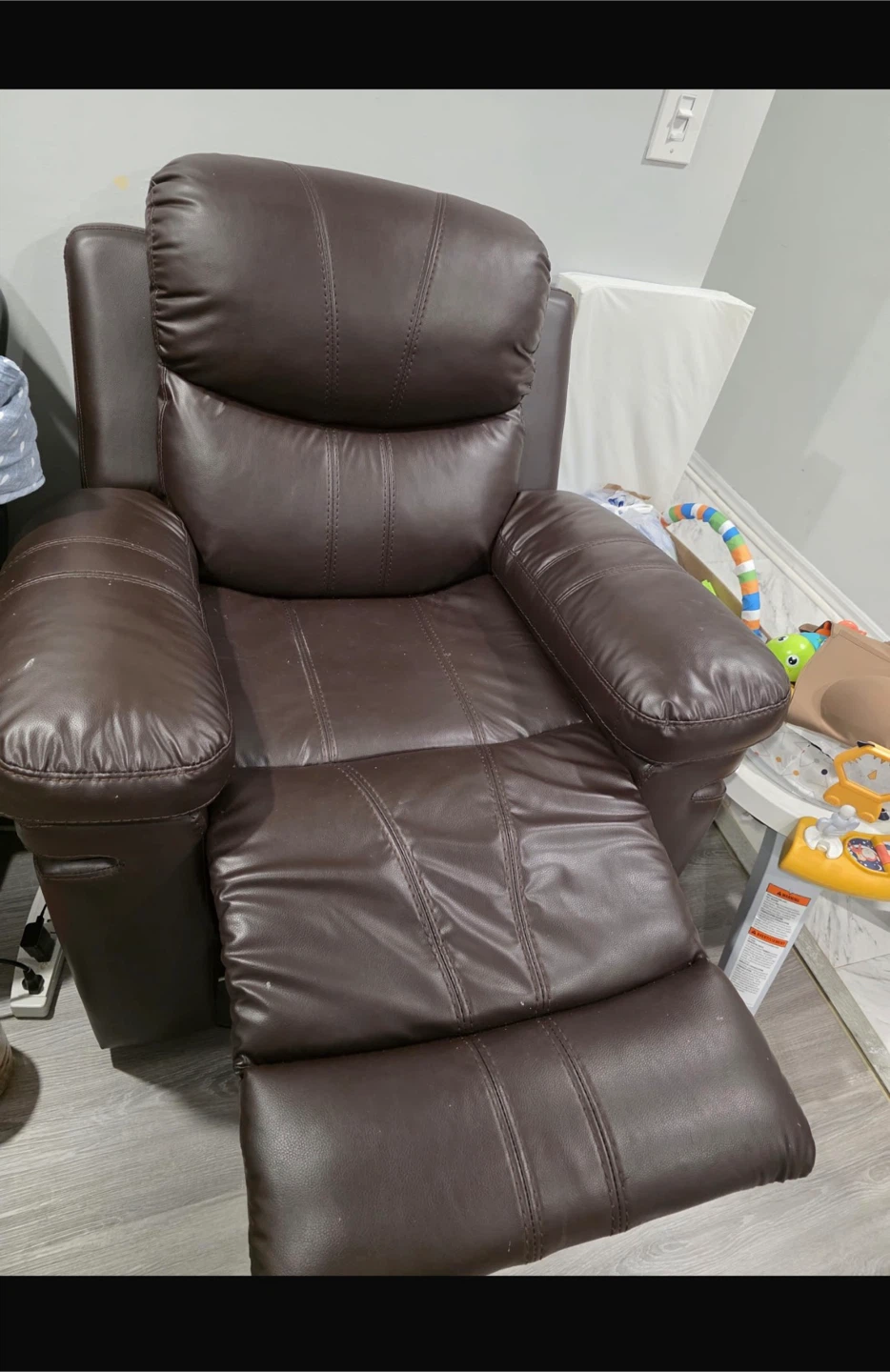 Brown Faux Leather Recliner Chair