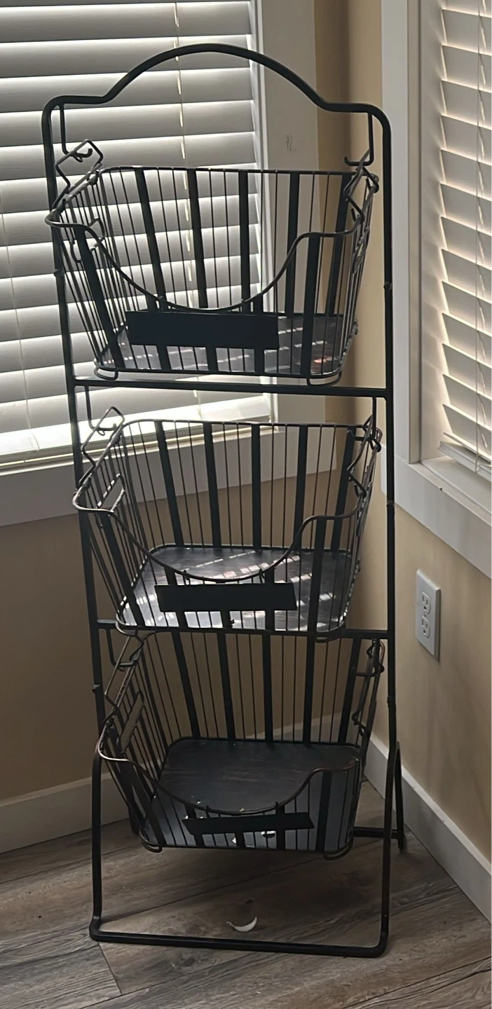3-Tier Metal Wire Basket Stand