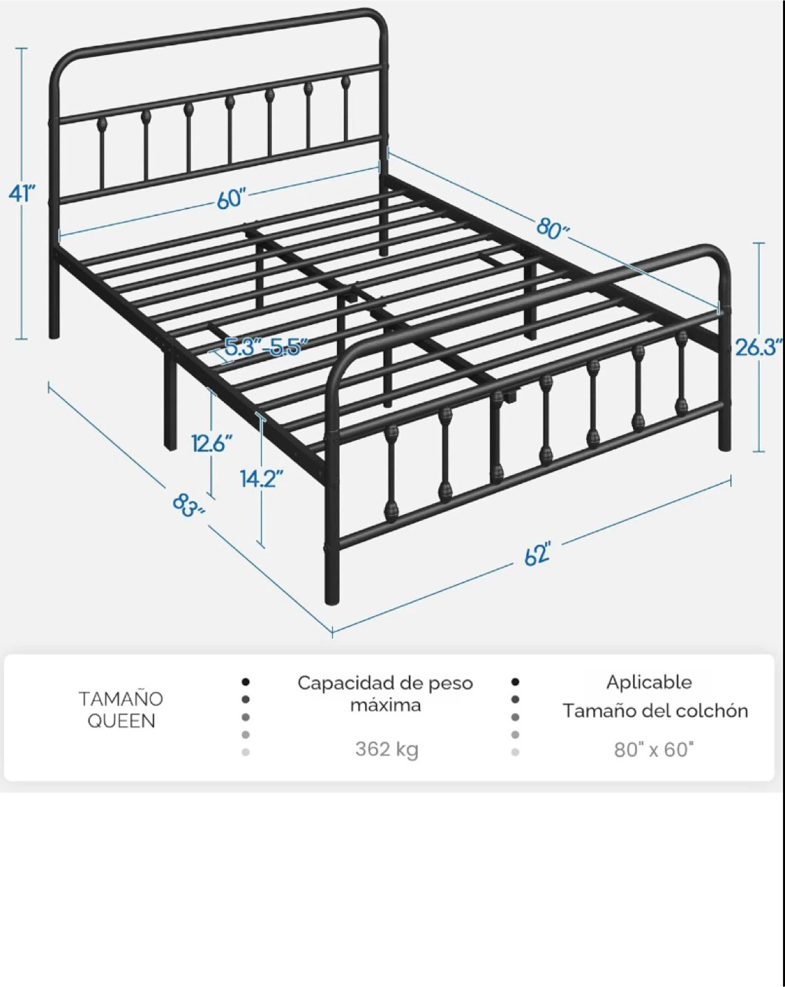 Yaheetech Queen Size Black Metal Bed Frame - photo 2