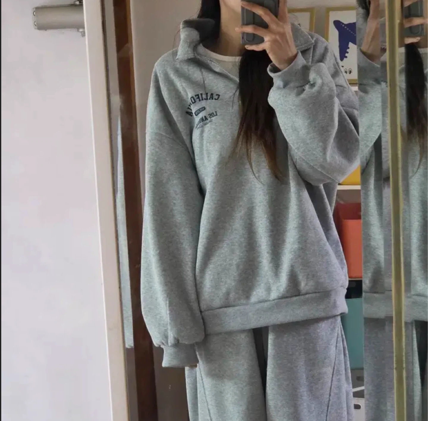 Grey "California Los Angeles" Quarter Zip Sweatshirt