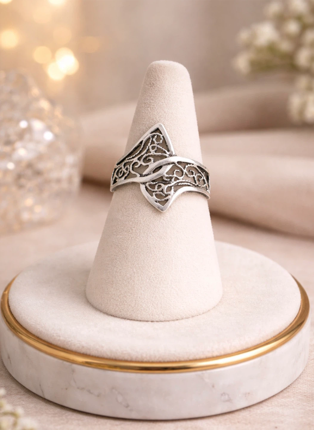 Vintage Silver Filigree Statement Ring