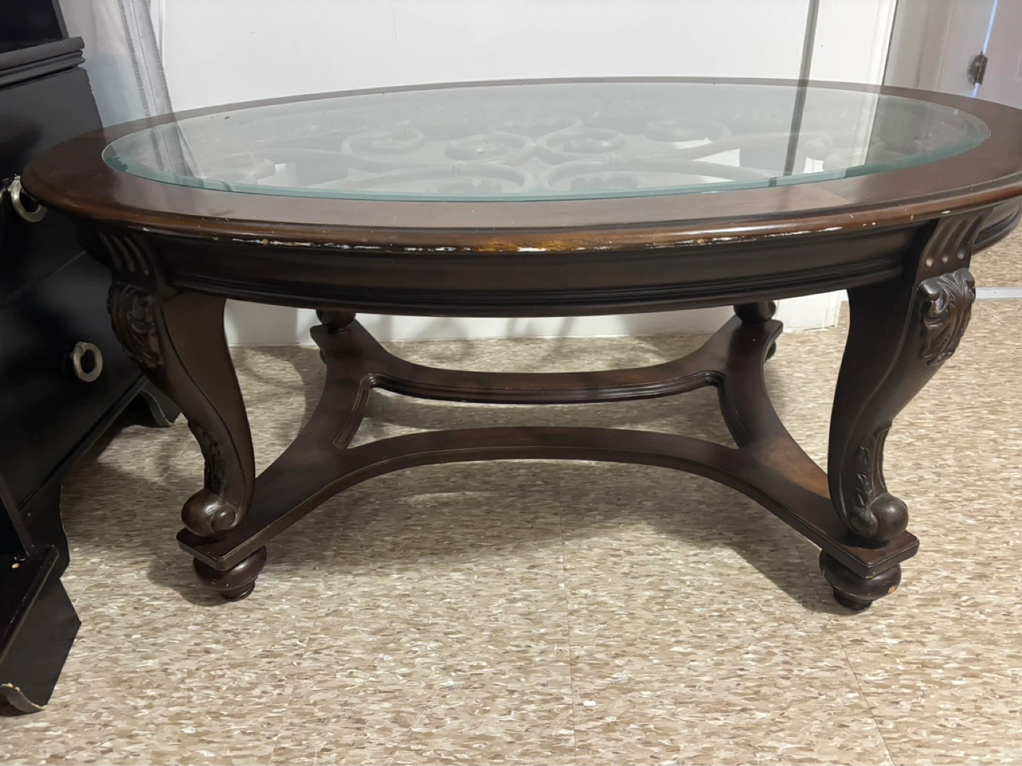 Oval Coffee Table with Glass Top