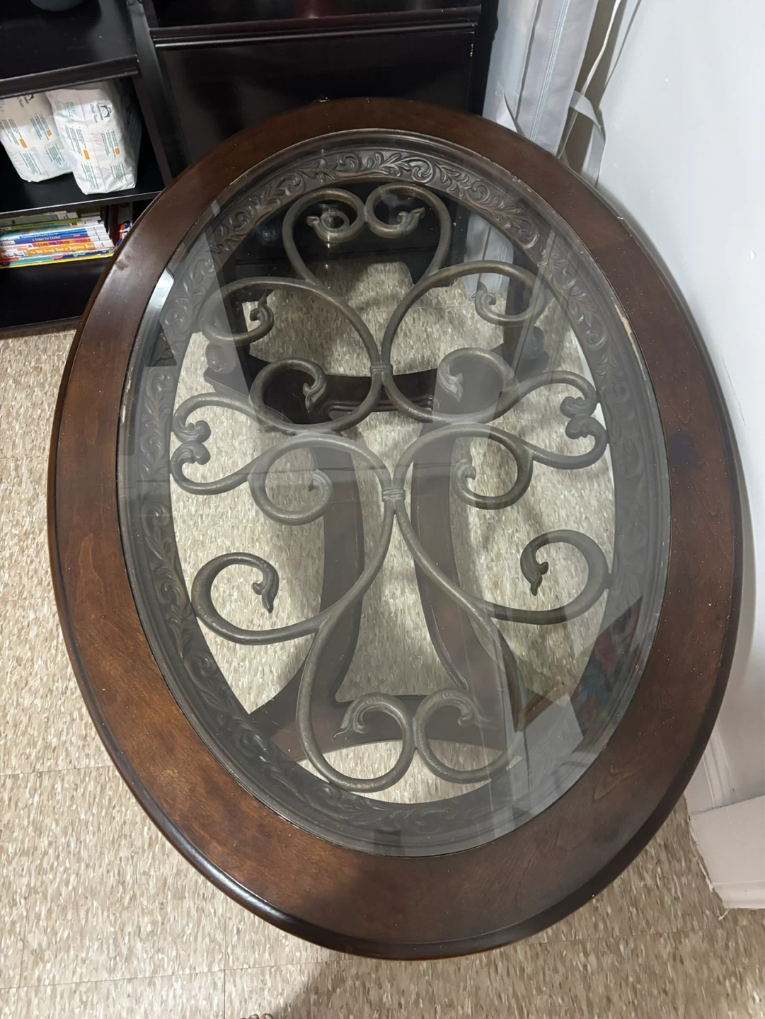 Oval Coffee Table with Glass Top - photo 3
