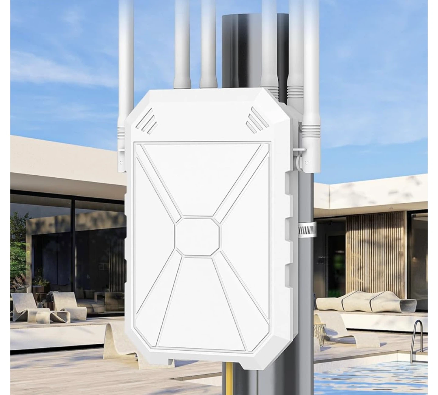 White Outdoor Access Point with Antennas