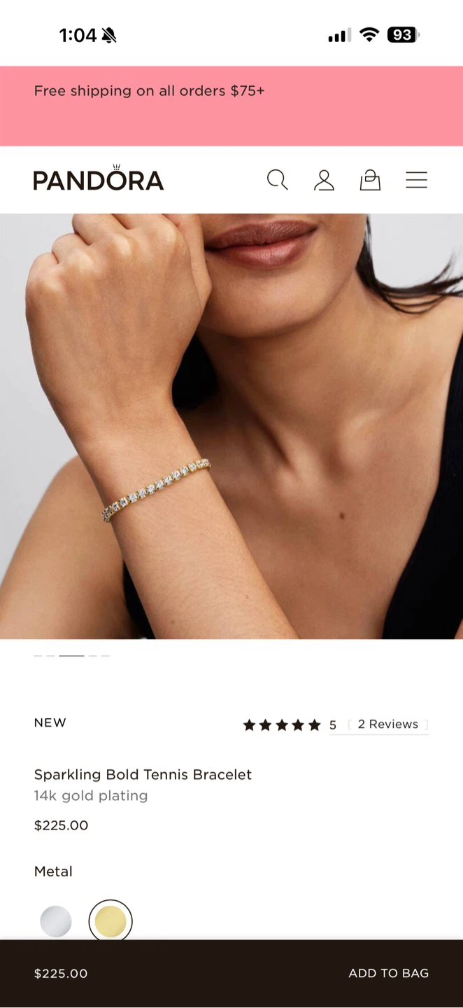 Pandora Sparkling Bold Tennis Bracelet 14k Gold Plating - photo 5