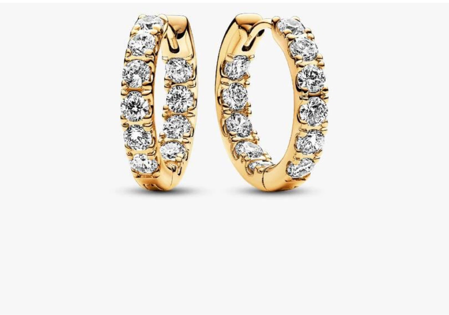 Pandora Sparkling Row Eternity Hoop Earrings 14K Gold Plating