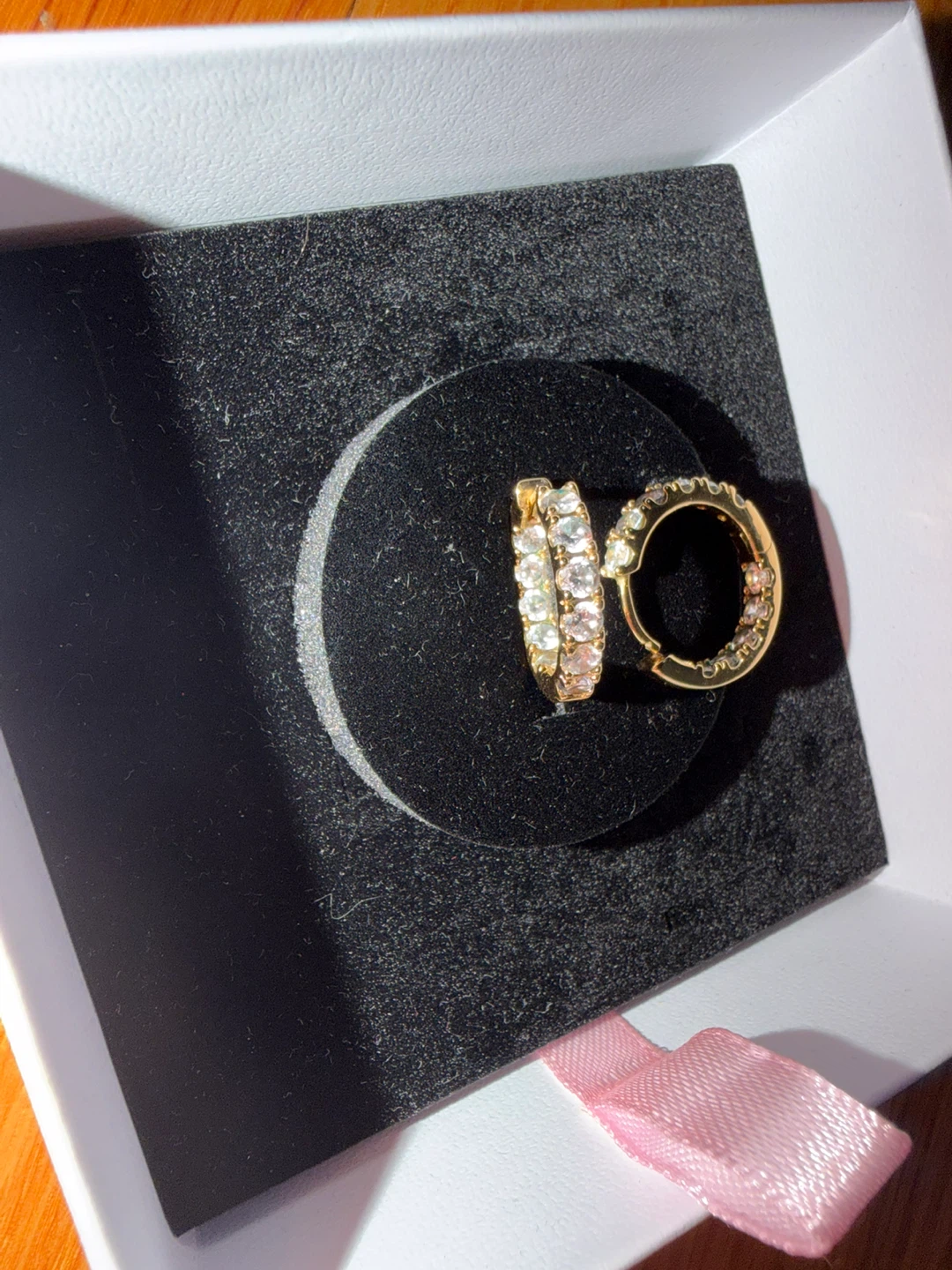 Pandora Sparkling Row Eternity Hoop Earrings 14K Gold Plating - photo 2
