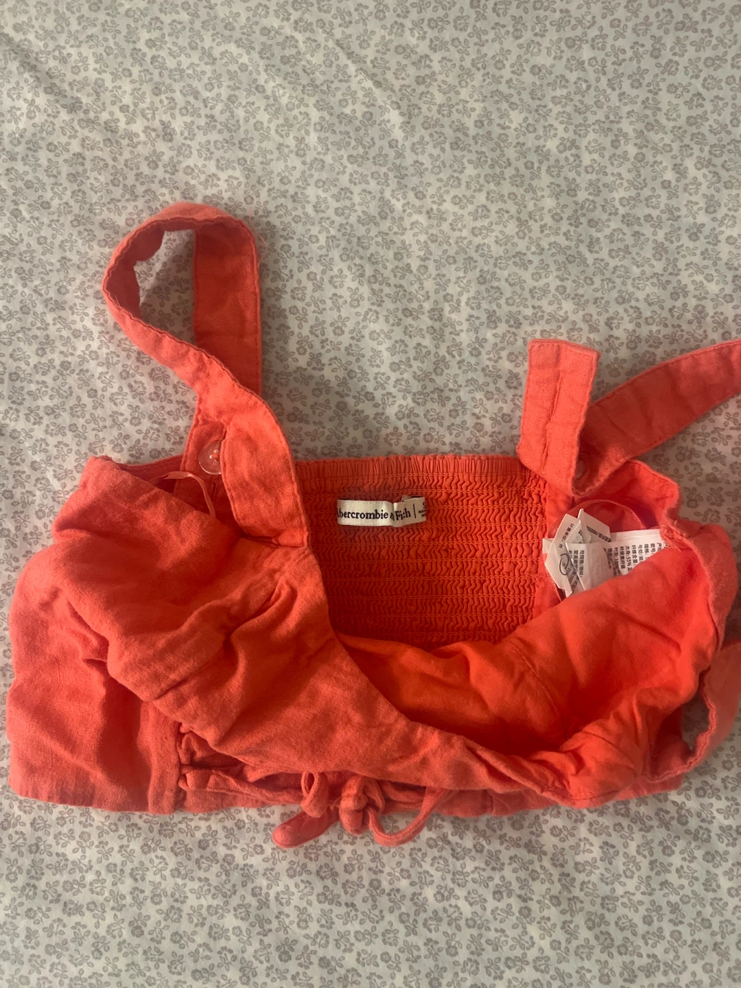Abercrombie & Fitch Coral Smocked Crop Top - photo 4