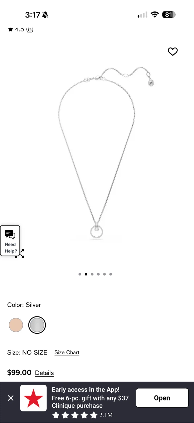 Swarovski Sparkling Circle Pendant Necklace - Silver - photo 2