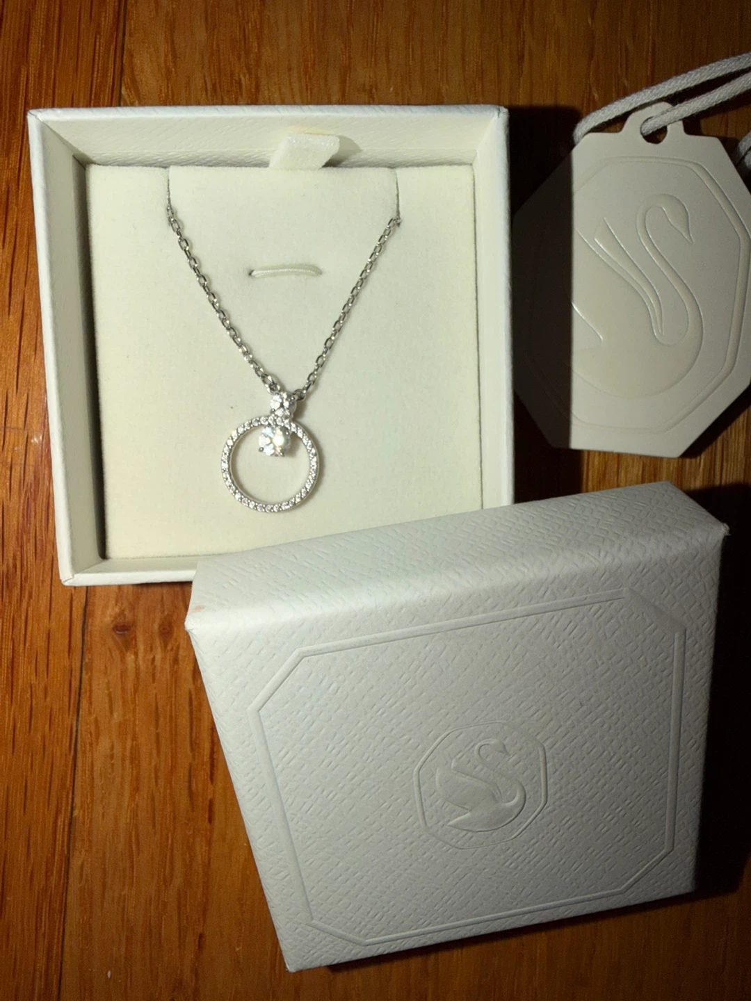 Swarovski Sparkling Circle Pendant Necklace - Silver