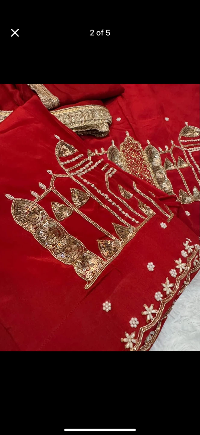 Red Embroidered Salwar Kameez with Dupatta - photo 2