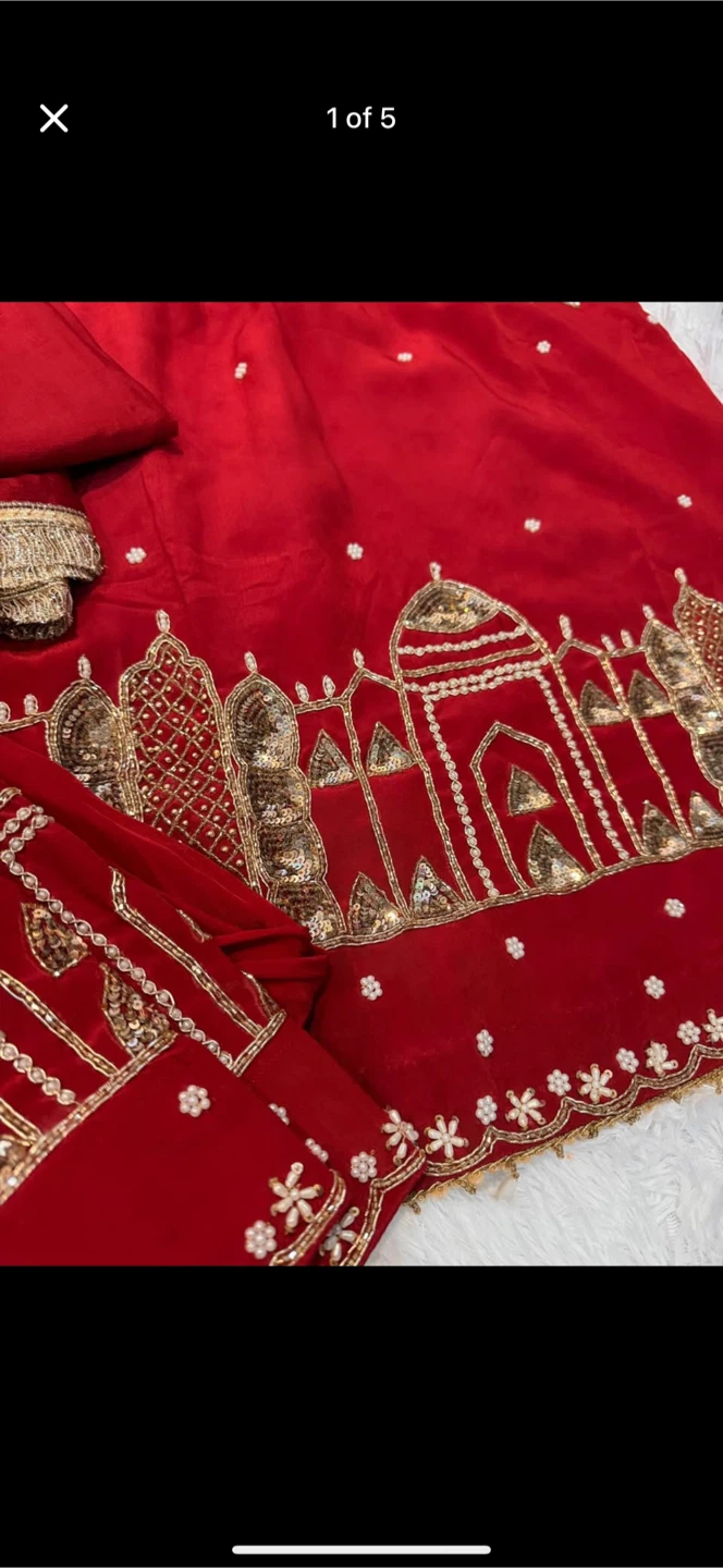 Red Embroidered Salwar Kameez with Dupatta
