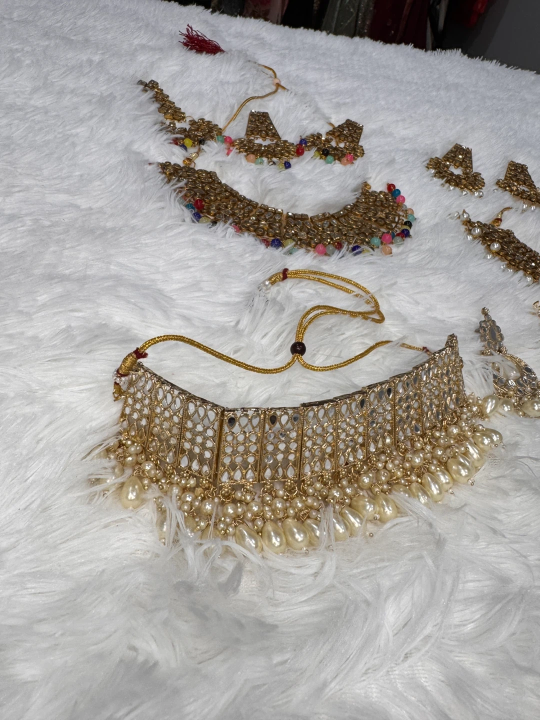 Gold Tone Statement Necklace and Earring Set - photo 3