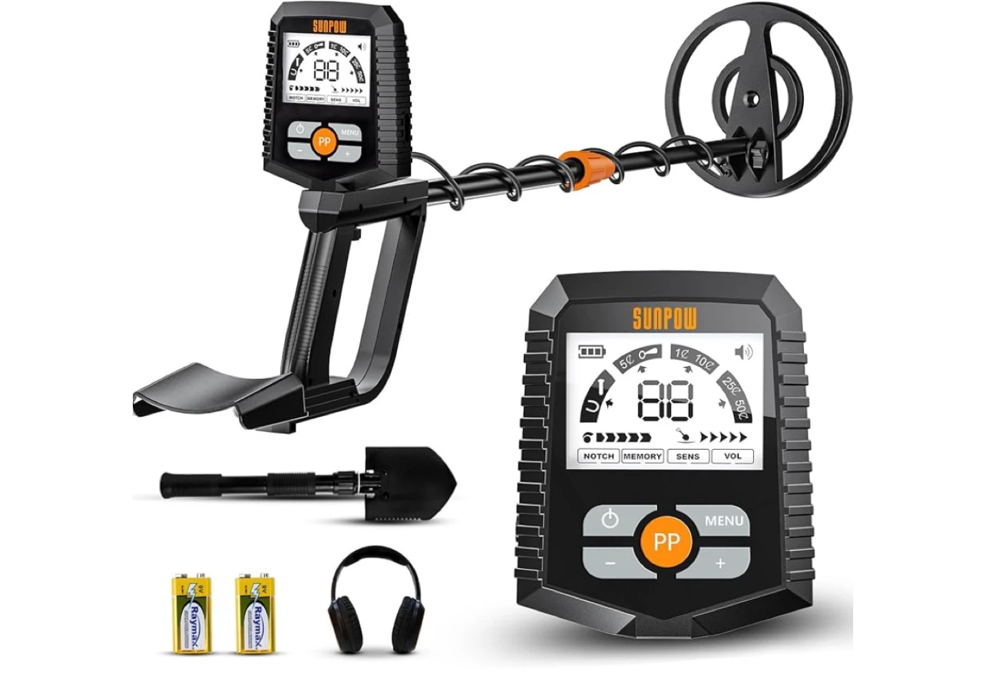 SUNPOW Metal Detector with Headphones and Shovel