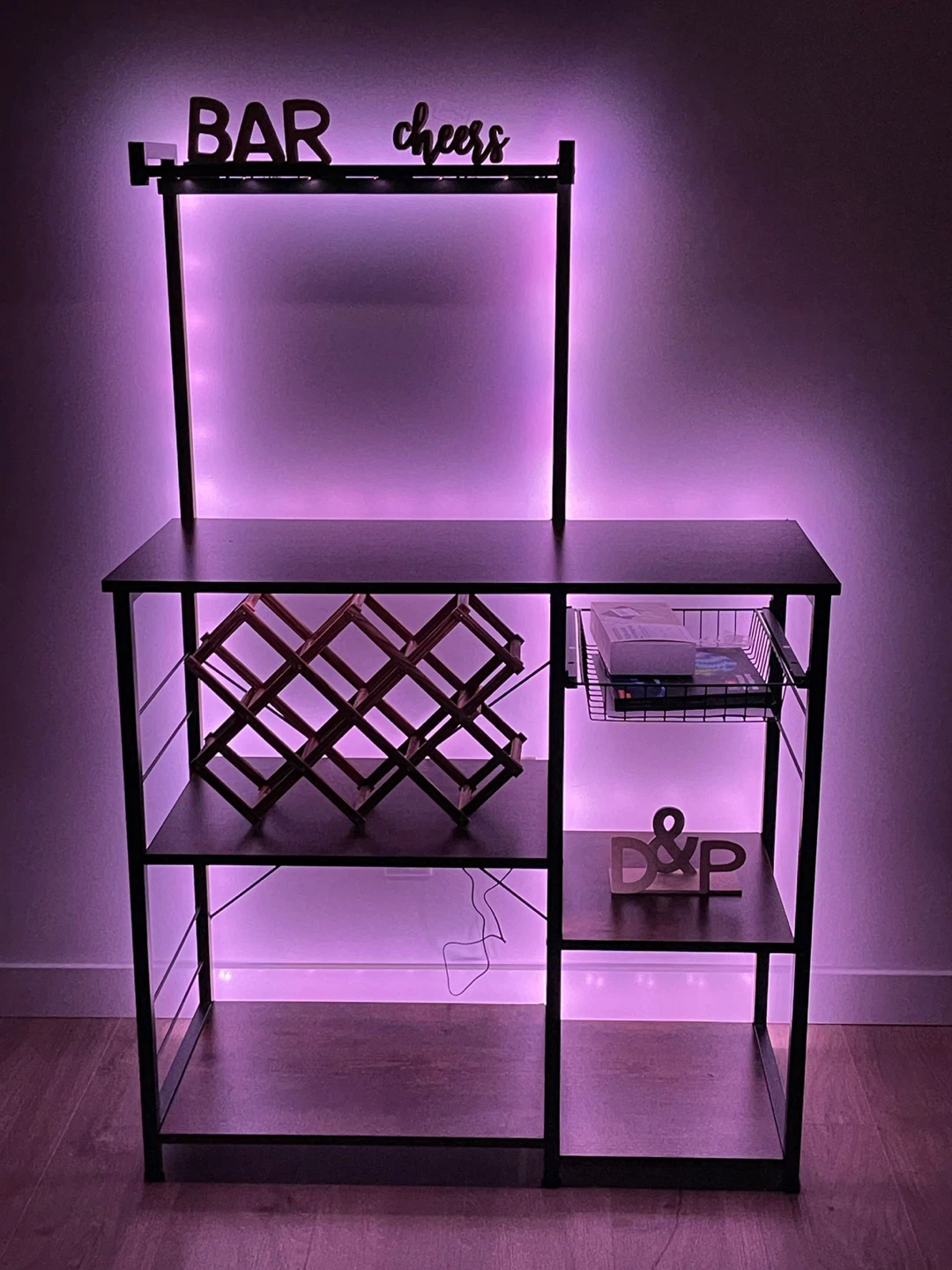 Modern Industrial Bar Cabinet /Kitchen  Rack with LED Lights - photo 2