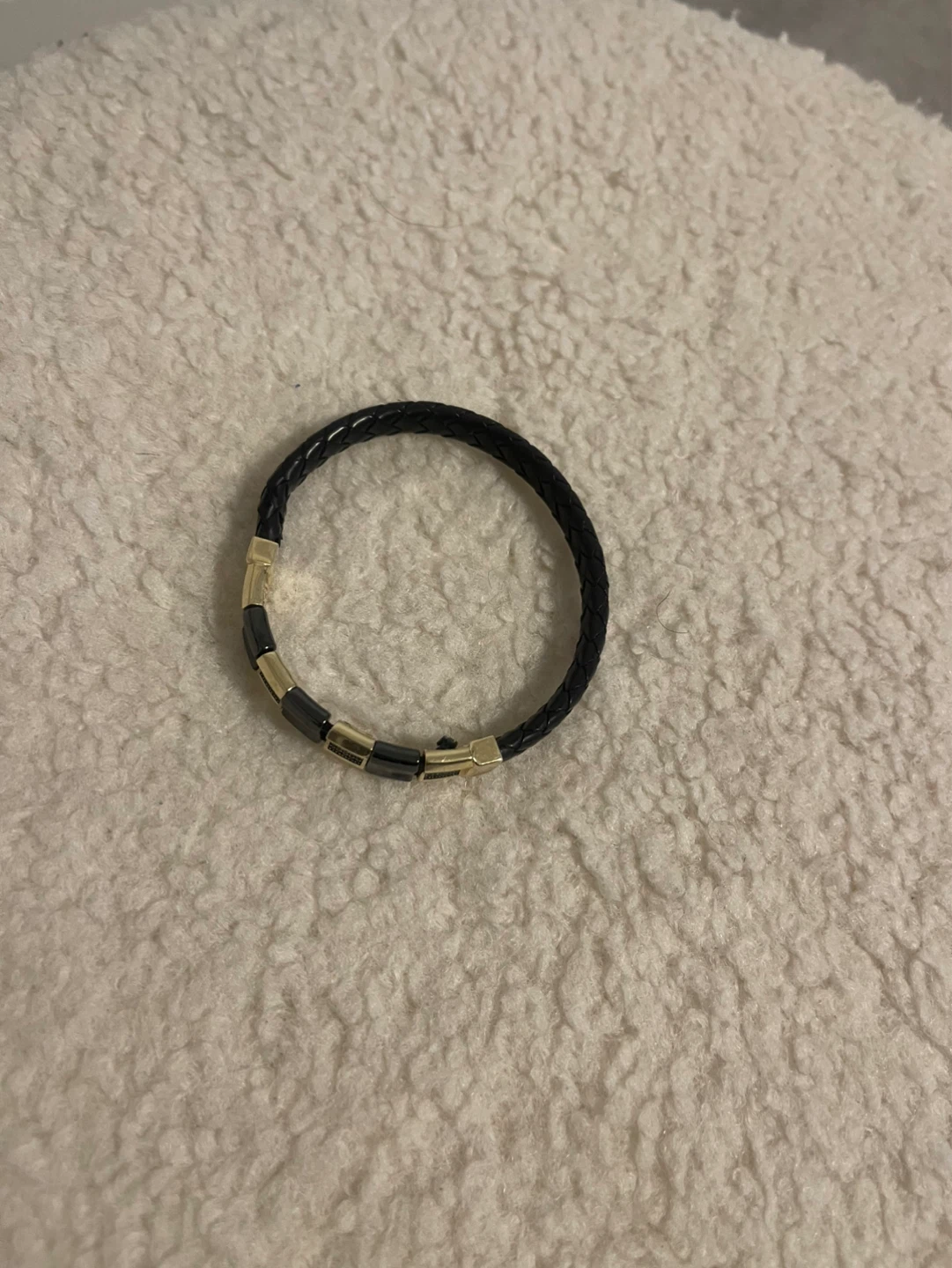 14k gold &leather combine men bracelet