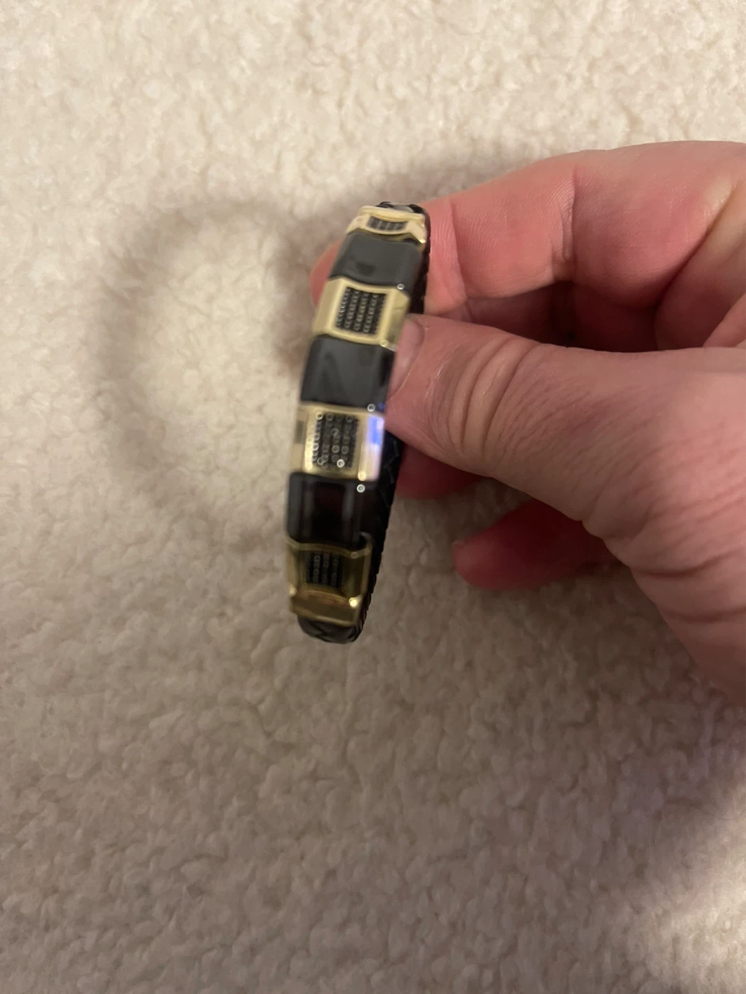 14k gold &leather combine men bracelet - photo 3