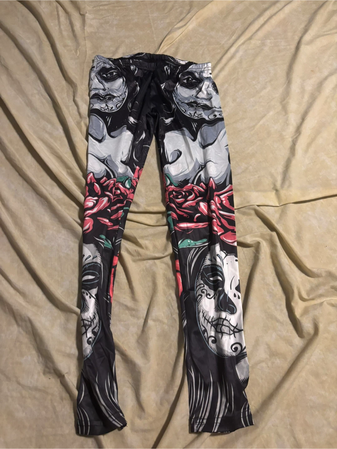 Sugar Skull and Roses Print Leggings