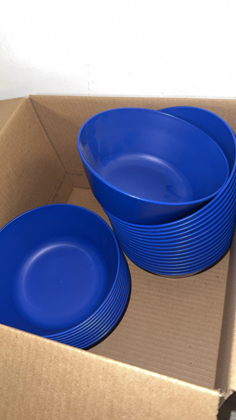Set of 25 Blue Plastic Bowls