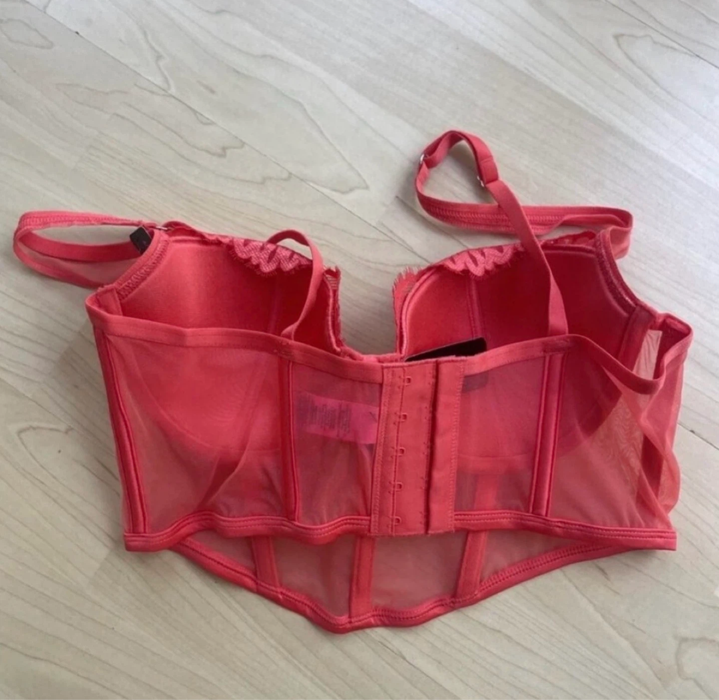 NWT La SENZA Red Lace And Mesh Bustier Top Size Medium - photo 3