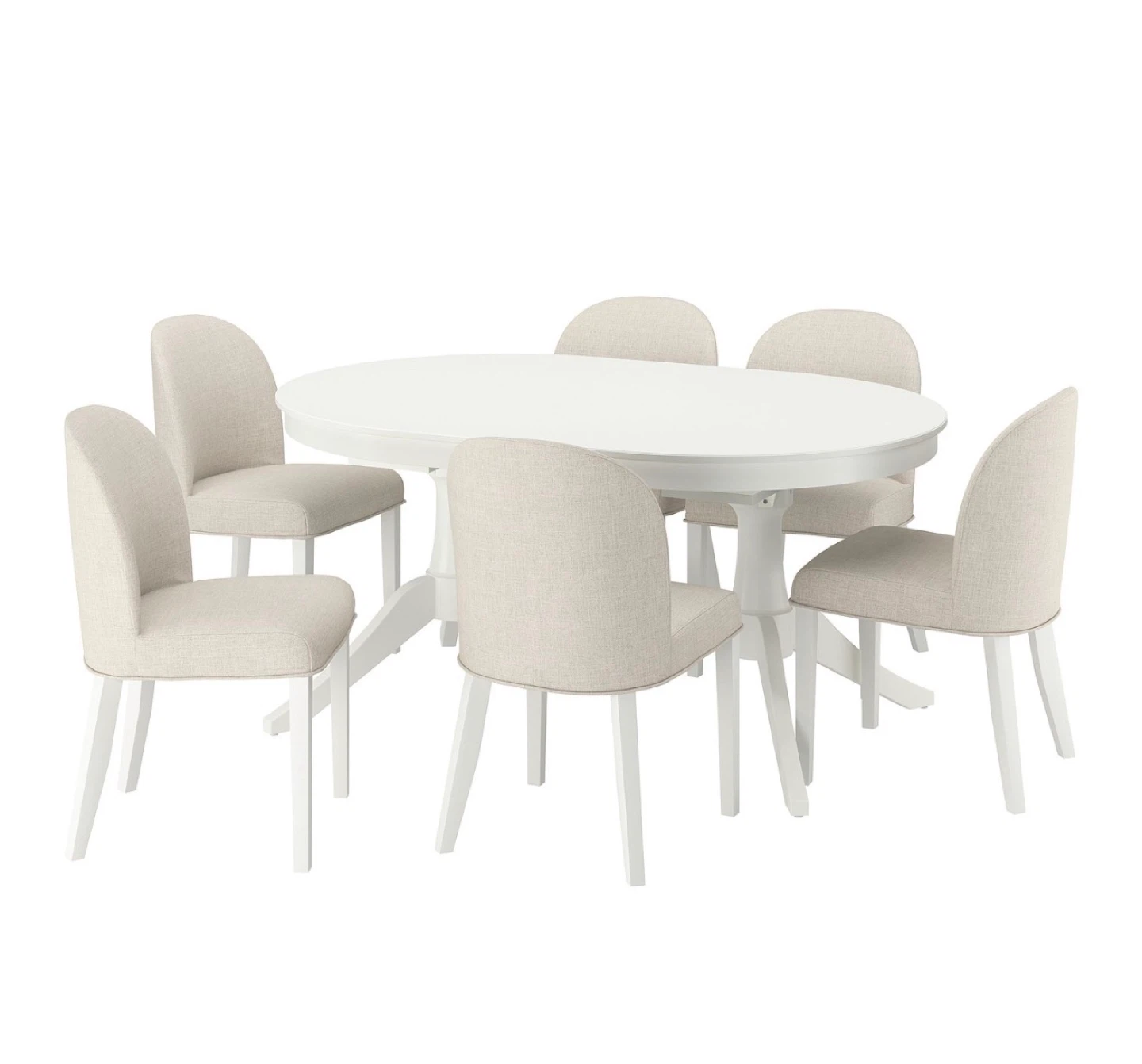 Oval Extendable Dining Table and Chairs Set - White