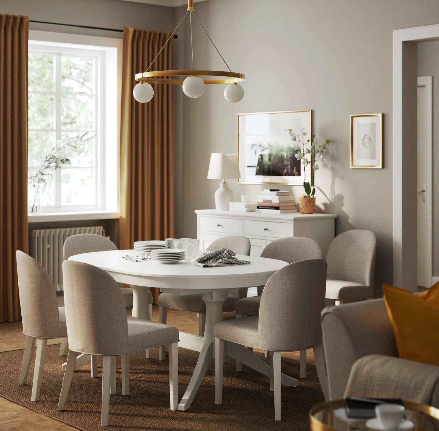 Oval Extendable Dining Table and Chairs Set - White - photo 4