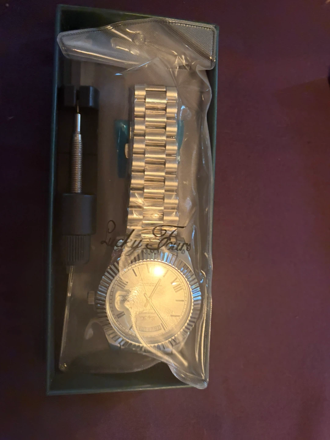 Lucky T L.T. Silver Tone Watch with Box - photo 4