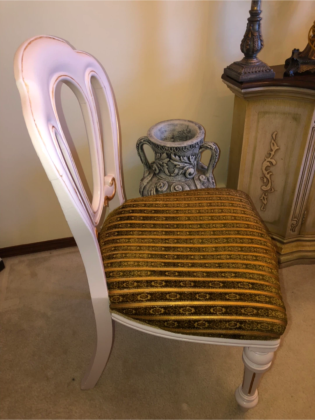 $115  Ornate Accent Chair with Striped Upholstery - photo 2