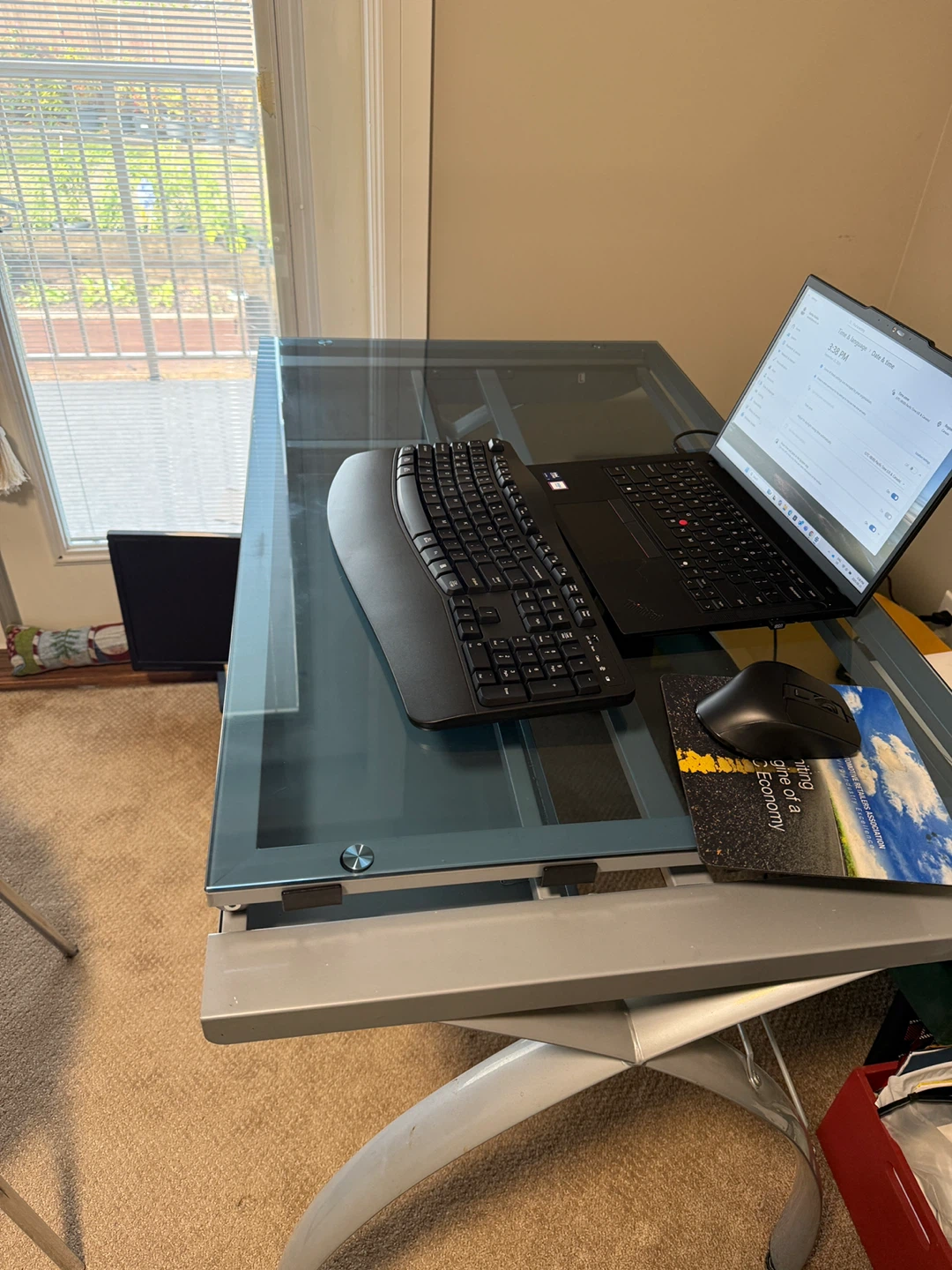 Glass Top Desk with Metal Frame - photo 2