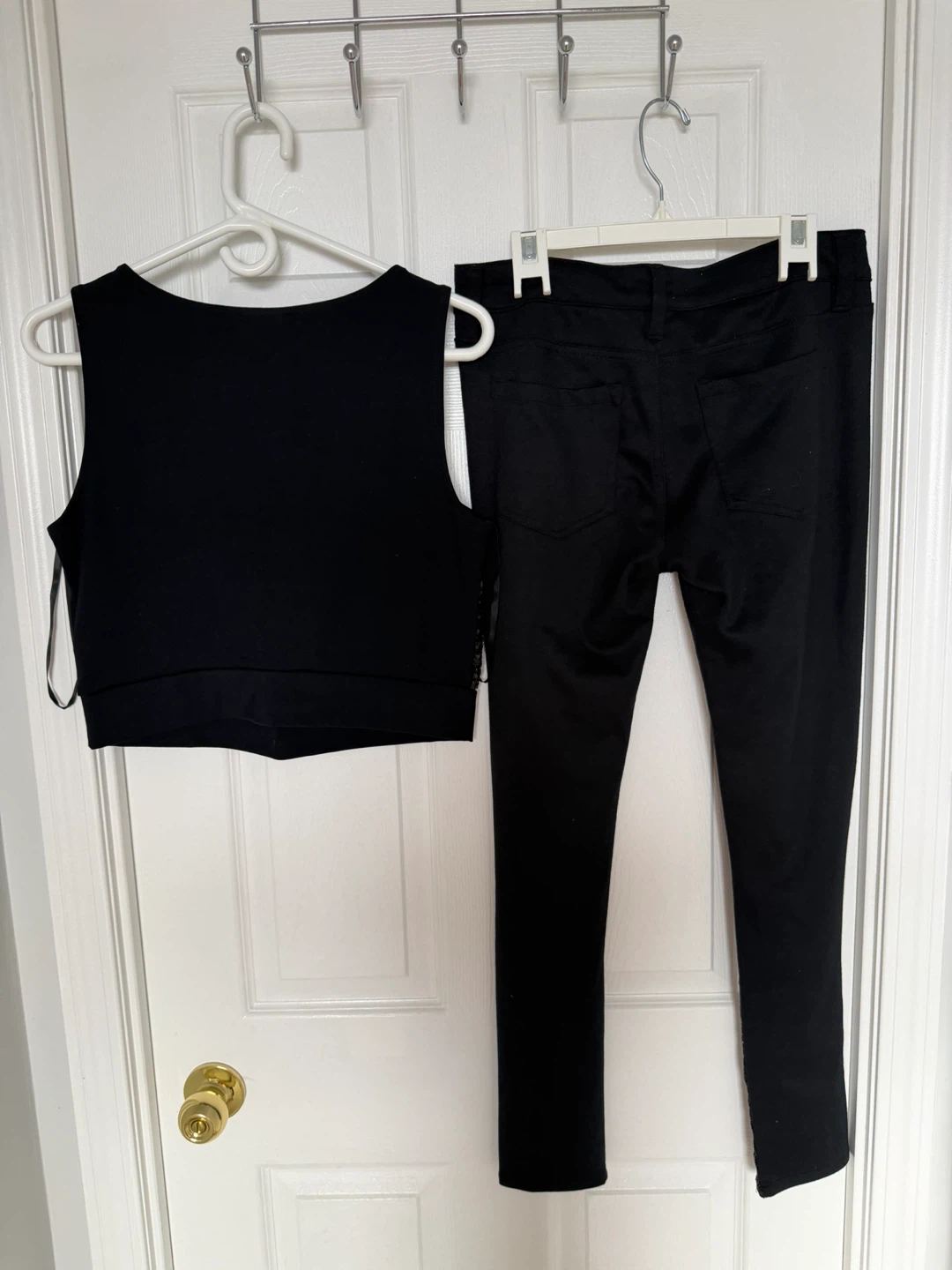 Bebe Black Sequin Crop Top and Pants Set - photo 2