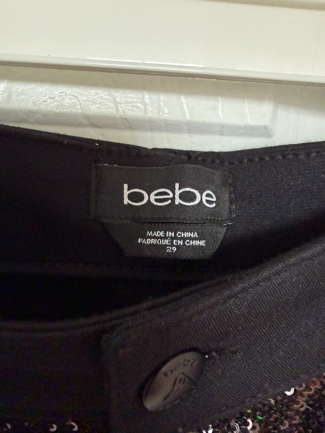 Bebe Black Sequin Crop Top and Pants Set - photo 5