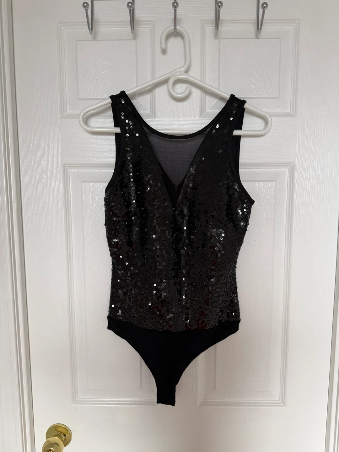 Bebe Sequin V-Neck Bodysuit - NEW