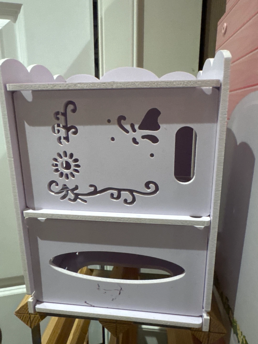 Lavender Two-Tiered Storage Organizer with Drawer