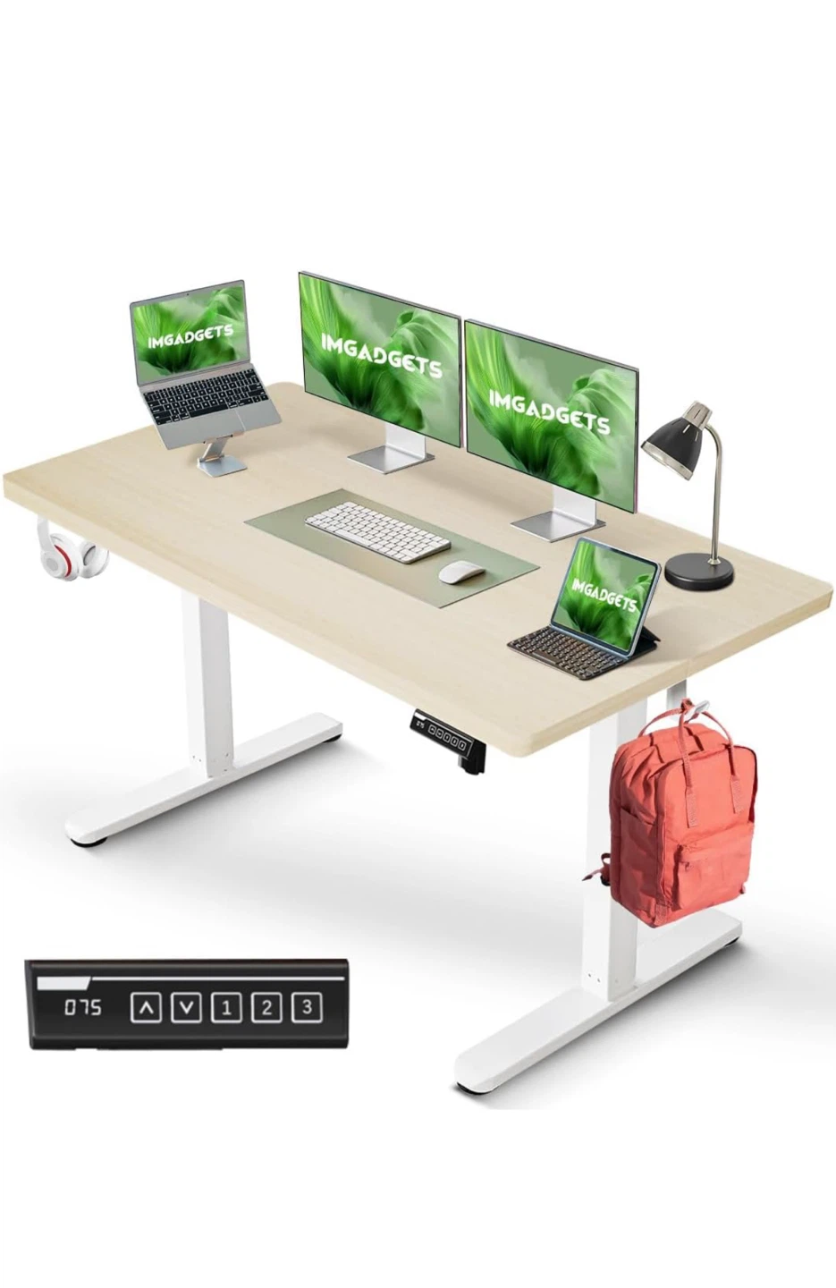 Adjustable Standing Desk - Light Wood Top