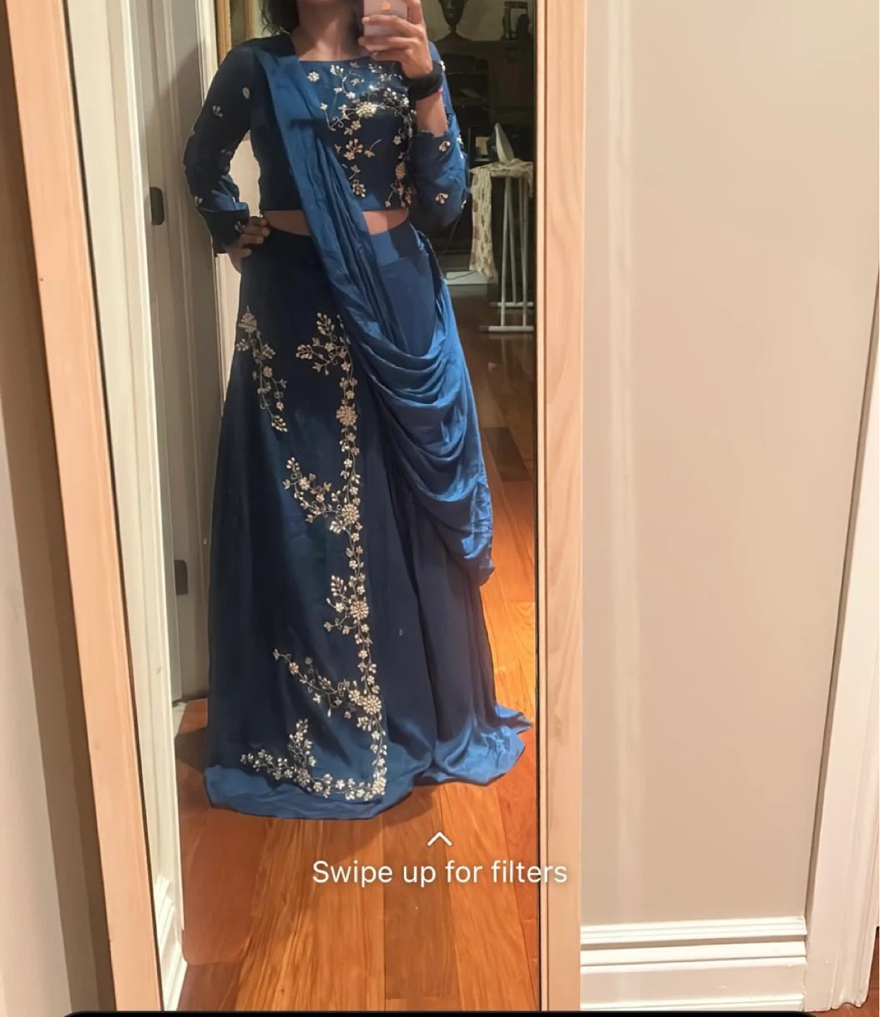 Blue Embroidered Lehenga Dress