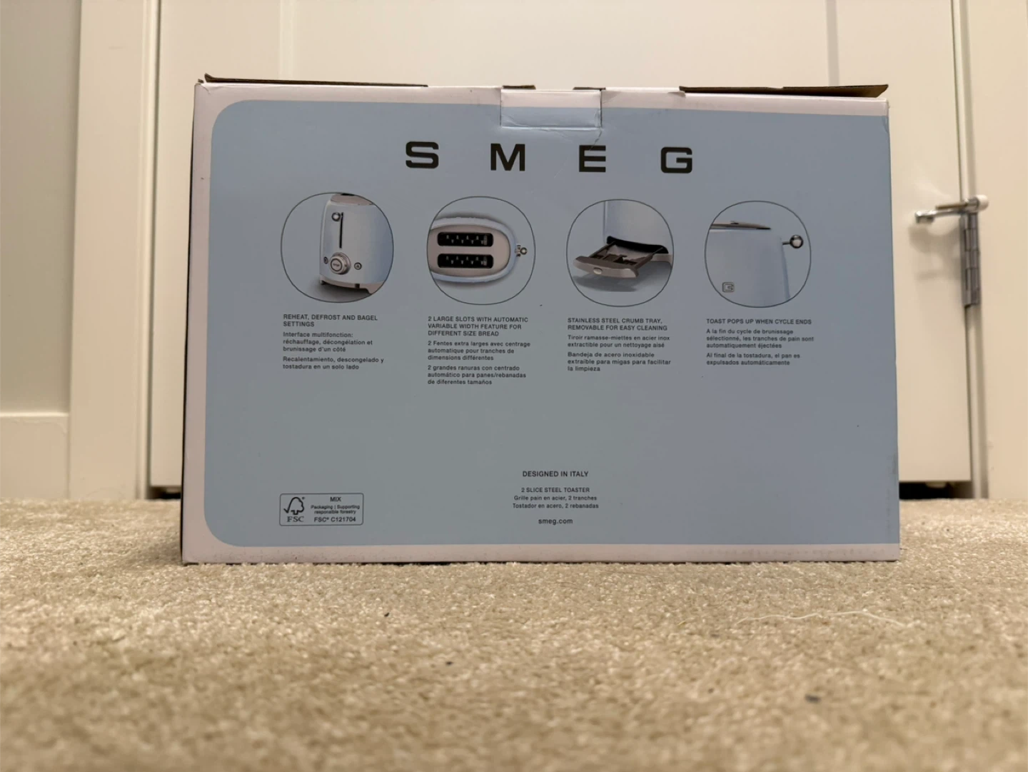 Smeg 2 Slice Toaster - Cream or Pastel Blue - BNIB - photo 4