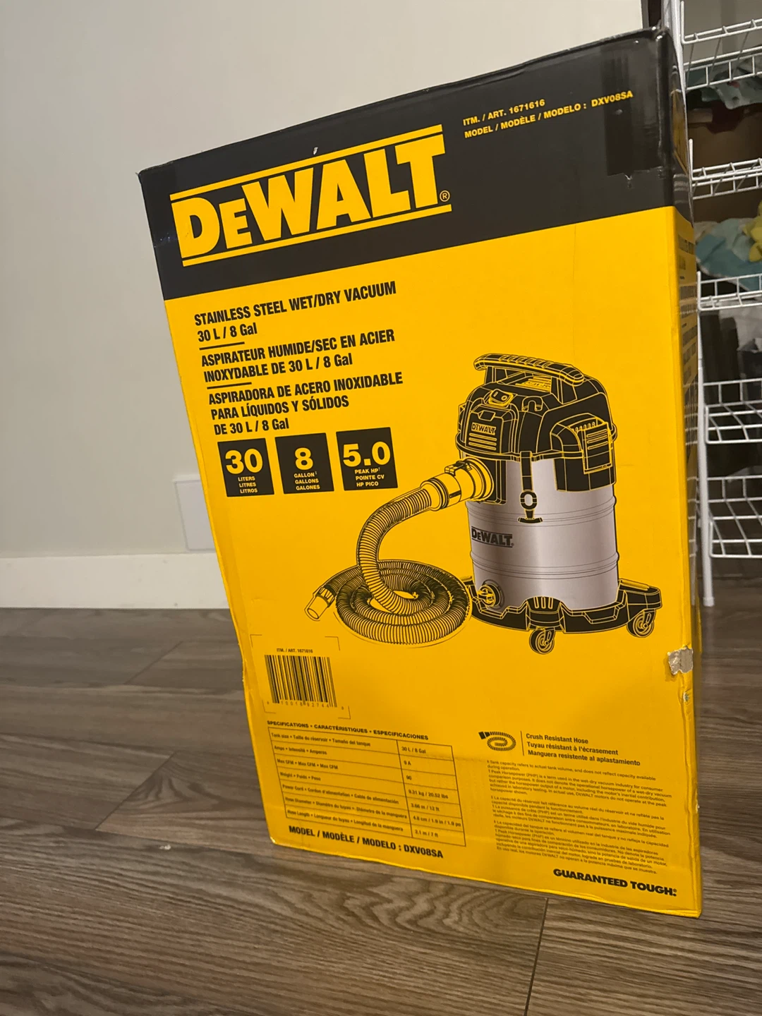 DeWalt Stainless Steel Wet/Dry Vacuum 30 L / 8 Gal
