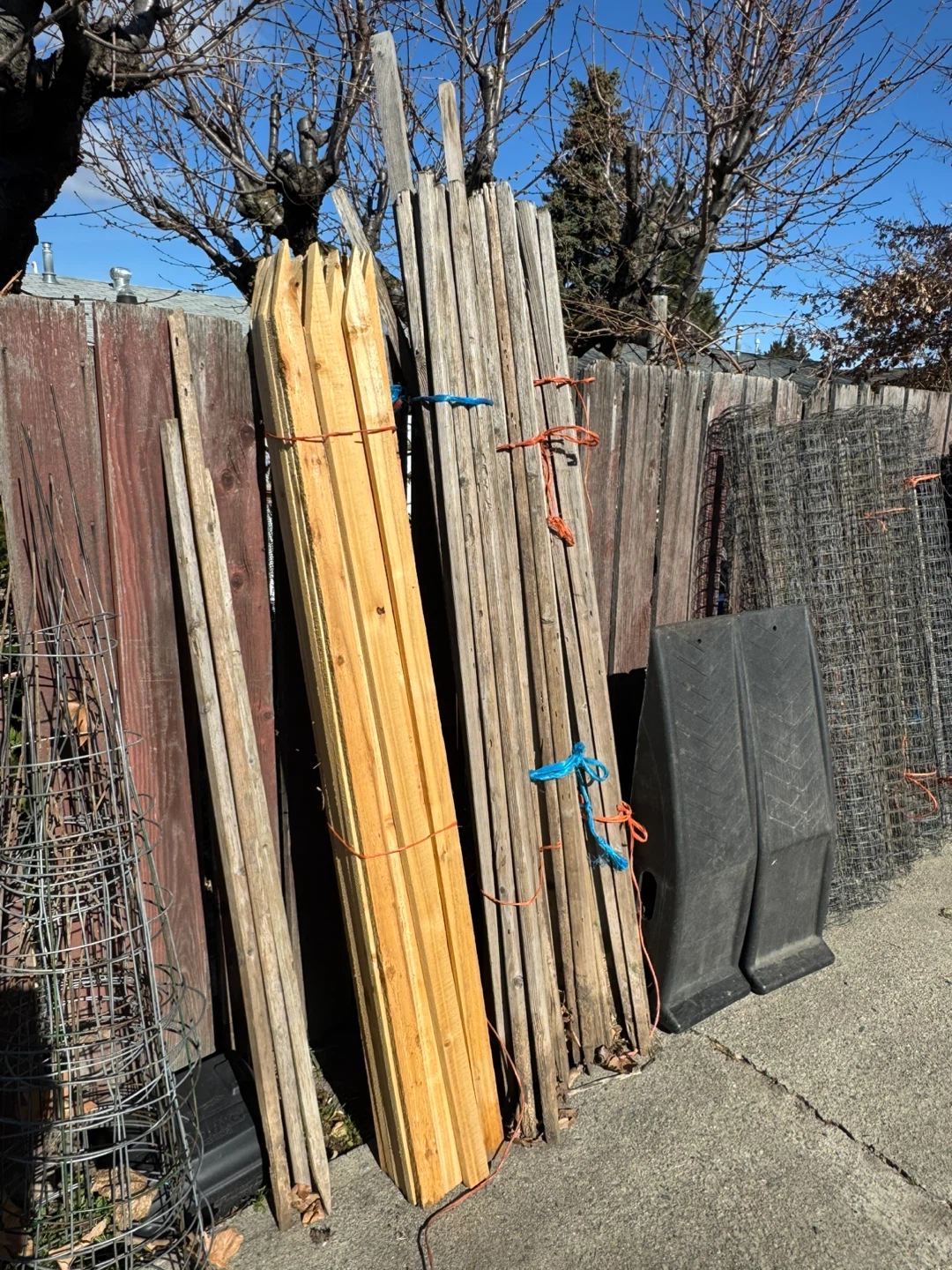Bundle of Wooden Stakes and Garden Stakes